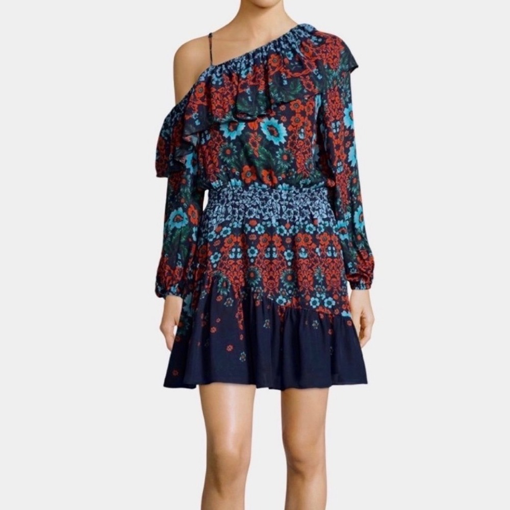 Parker Clarisse Dress Floral Silk Fit and Flare Long‎ Sleeve Lightweight Date